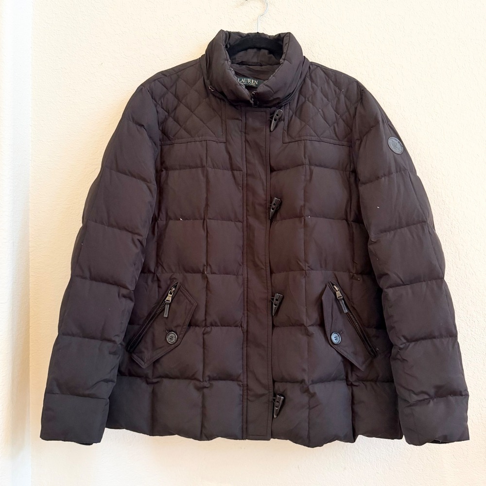 Lauren Ralph Lauren Womens Quilted Down Puffer Jacket Coat Sz XL Quiet Luxury